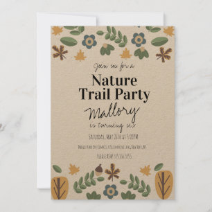 Invitación Sendero Natural Bosque Bellota Cumpleaños Rústico 