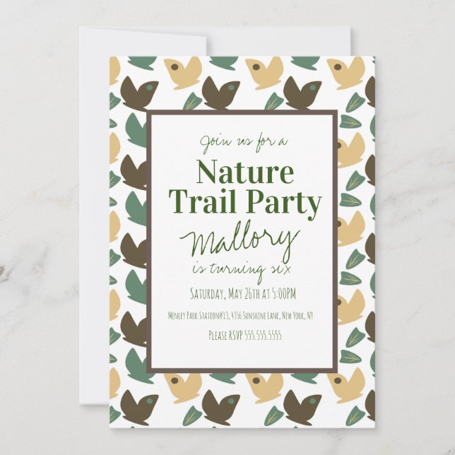 Invitación Sendero Natural Bosque Mariposa Cumpleaños  (Anverso)