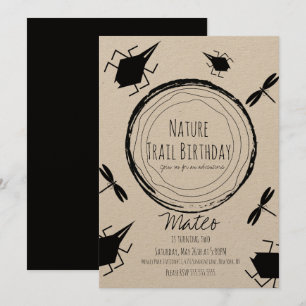 Invitación Sendero Natural Insecto Mariposa Cumpleaños Rústic