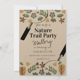 Invitación Sendero Natural Madera Bellota Cumpleaños Rústico