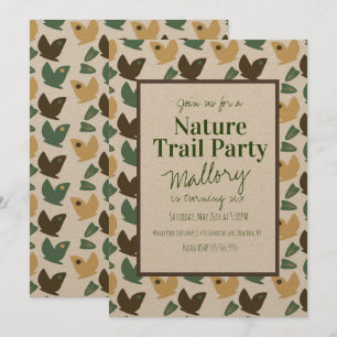 Invitación Sendero Natural Maderero Mariposa Cumpleaños Rústi