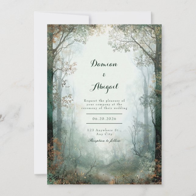 Invitación Sendero Romántico del Bosque de la Niebla Esmerald (Anverso)