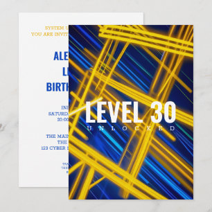 Invitación Senderos de Luz Abstractos Cian Amarillo Neón Cibe