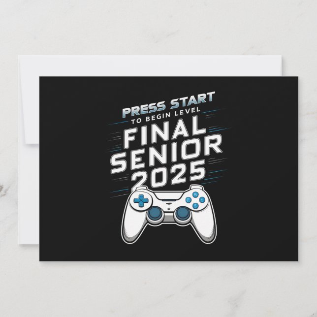 Invitación Senior 2025 Clase de 2025 Jugador Videojuegos (Anverso)