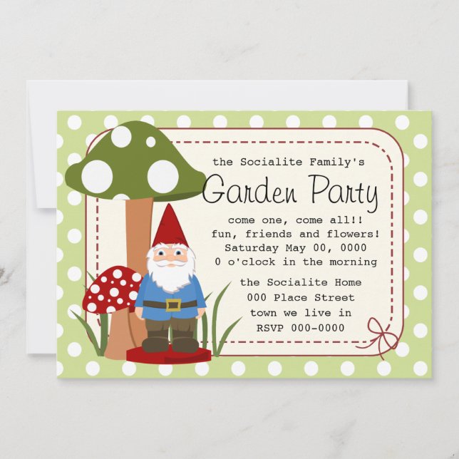 Invitación Señor Mushroom Garden Gnome (Anverso)