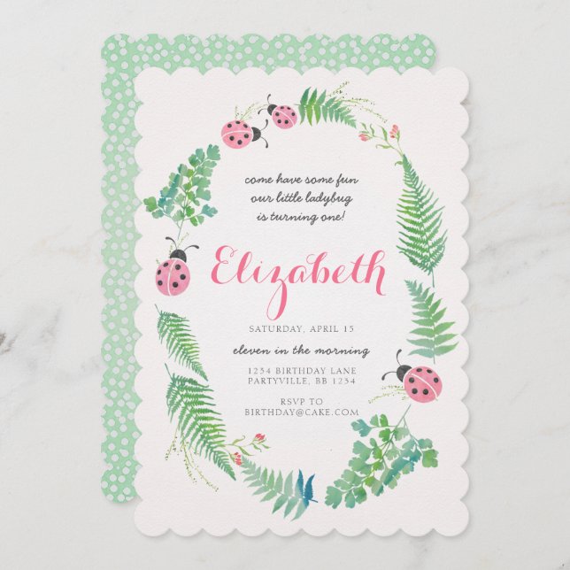 Invitación Señora Bug Birthday Invitation (Anverso / Reverso)