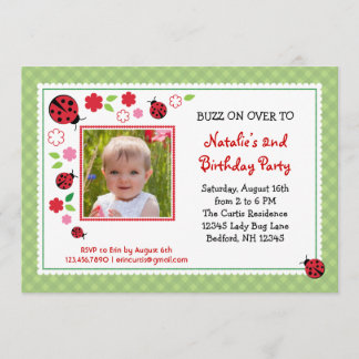 Invitación Señora Bug Birthday Photo Invitation