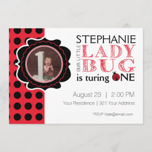 Invitación Señora Bug First Birthday Invitation