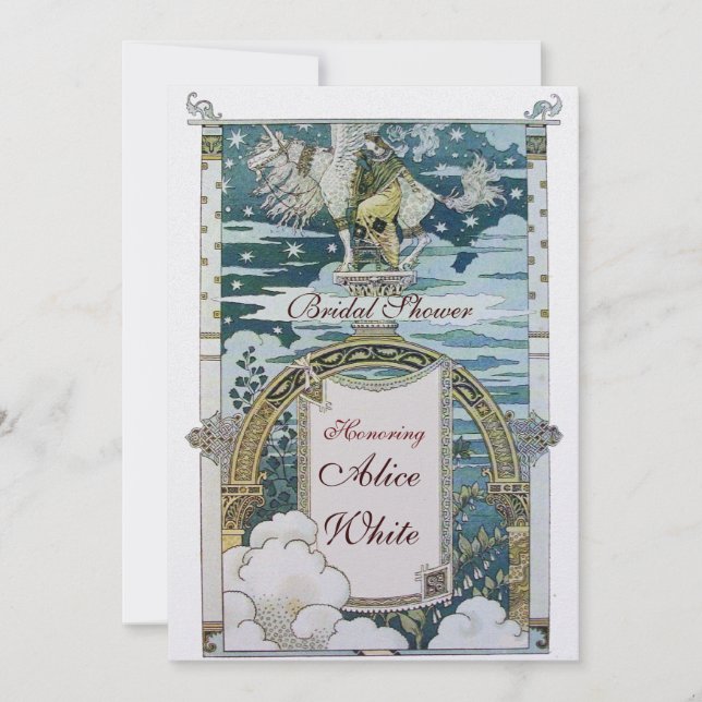 INVITACIÓN SEÑORA CON DUCHA NUPCIAL DE PARTY DEL UNICORNIO HI (Anverso)