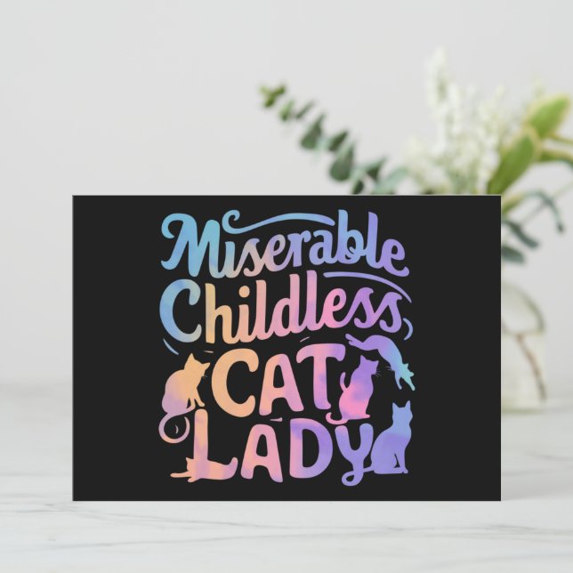 Invitación Señora de gatos sin hijos miserable (Anverso de pie)