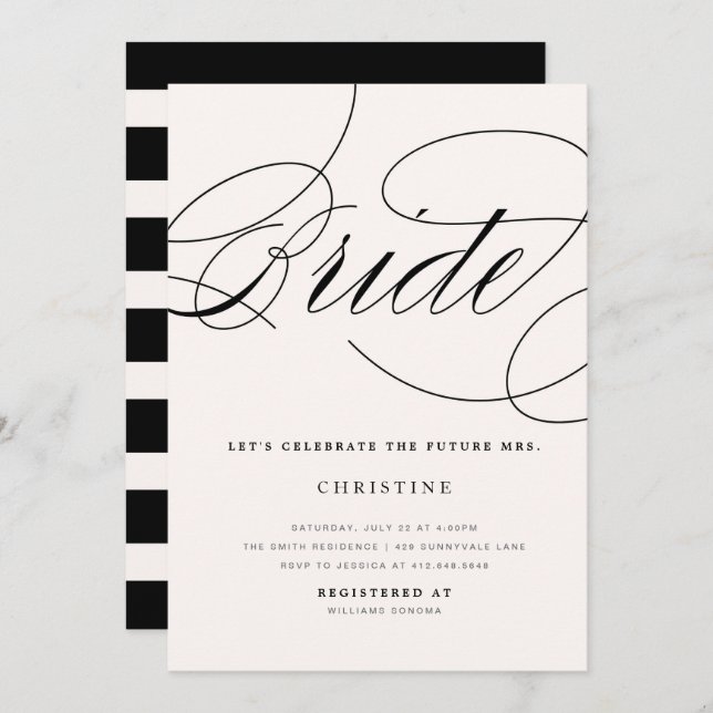 Invitación Señora futura Bridal Shower Invitation de la novia (Anverso / Reverso)