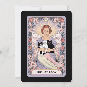 Invitación Señora Gatos Carta Tarot Bruja Felina Mamá