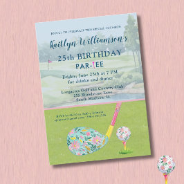 Invitación Señora Golfista Cumpleaños 25 Fiesta Personalizada