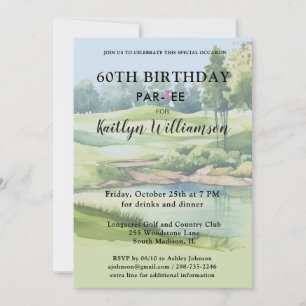 Invitación Señora Golfista Cumpleaños 60 Fiesta Personalizada