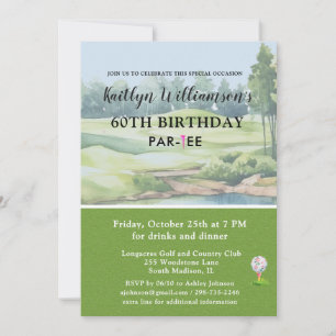 Invitación Señora Golfista Cumpleaños 60 Fiesta Personalizada
