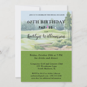 Invitación Señora Golfista Cumpleaños 60 Fiesta Personalizada