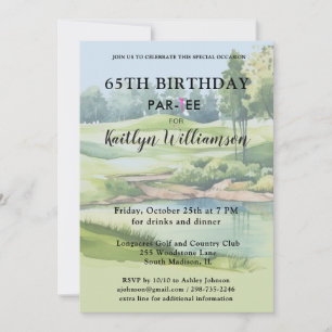 Invitación Señora Golfista Cumpleaños 65 Fiesta Personalizada
