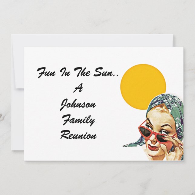 Invitación Señora Invitation de Sun del verano de la reunión (Anverso)