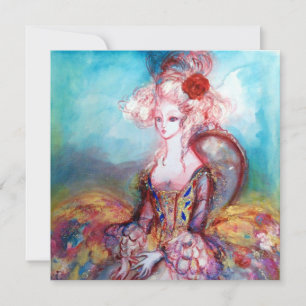 Invitación SEÑORA POMPADOUR , Fiesta de disfraces de lujo dor