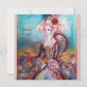 Invitación SEÑORA POMPADOUR , Fiesta de disfraces de oro con 