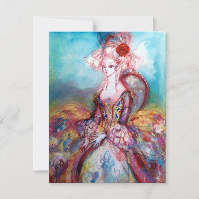 Invitación SEÑORA POMPADOUR , Fiesta de disfraces de oro con  (Anverso)