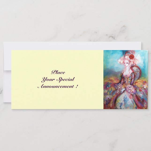 Invitación SEÑORA POMPADOUR , Fiesta de Disfraces de Oro con  (Anverso)