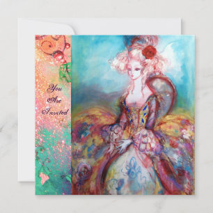 Invitación SEÑORA POMPADOUR , Fiesta de disfraces de oro con 