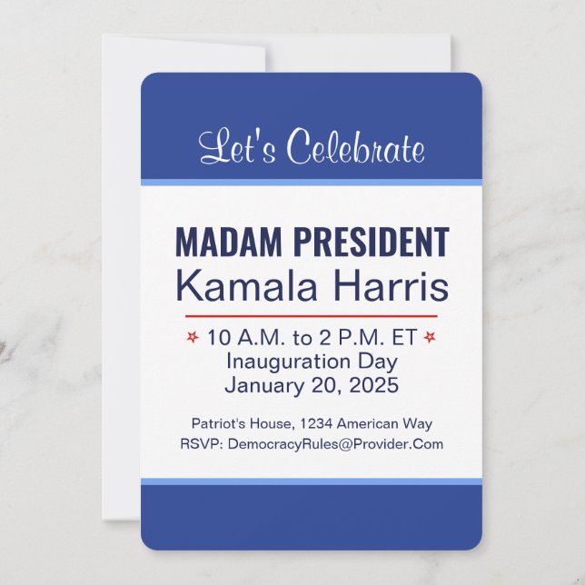 Invitación Señora Presidenta Kamala Harris Inauguración (Reverso)