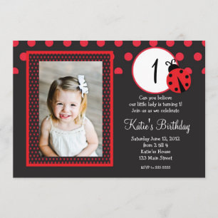 Invitación Señora roja Bug Birthday Invitation