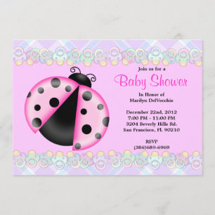 Invitación Señora rosada dulce LINDA insecto Baby Shower