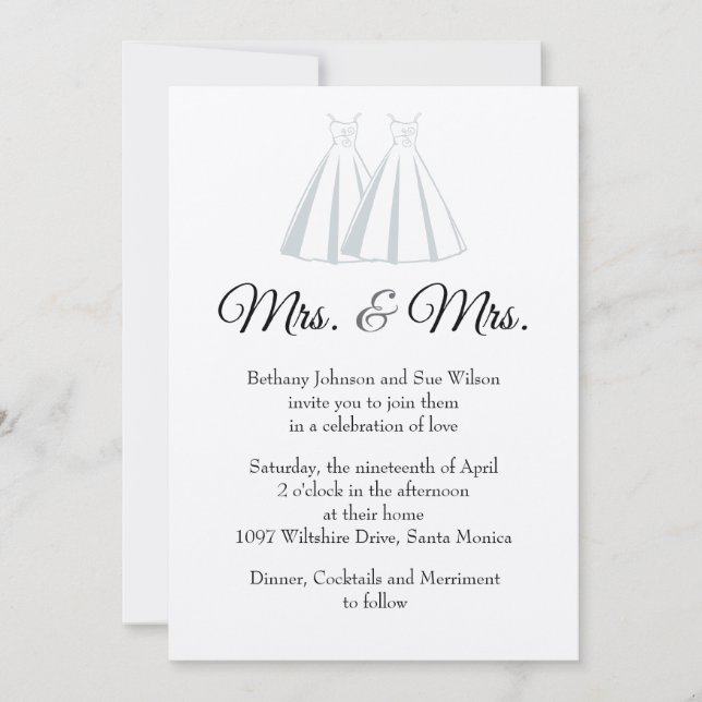 Invitación Señora y señora Gay Wedding Invitation (Anverso)