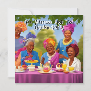 Invitación Señoras divertidas tarde de té alto jardín fiesta 