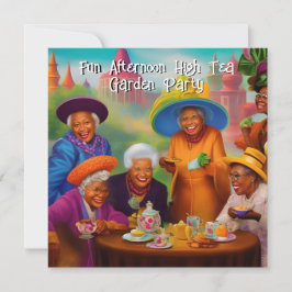 Invitación Señoras mayores divertidas, fiesta de té en el jar