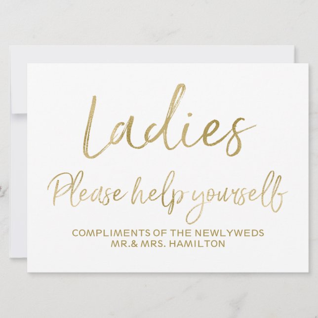 Invitación Señoras sírvanse ustedes mismos letrero de boda (Anverso)