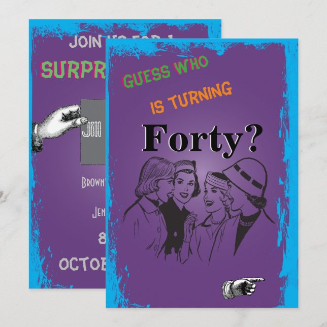 Invitación Señoras Sorpresa 40.ª Vintage retro de cumpleaños (Anverso / Reverso)