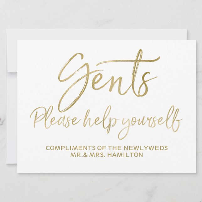 Invitación Señores sírvanse ustedes mismos letrero de boda (Anverso)