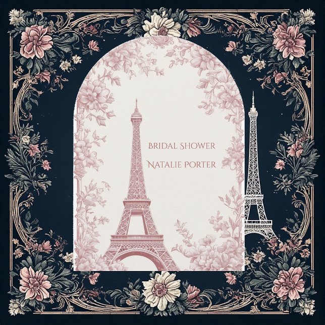 Invitación Señorita a Señora Despedida de Soltera París Arco  (Miss to Mrs Bridal Shower Paris Shabby Chic Arch Invitation)