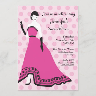 Invitación Senorita clásico en fucsia