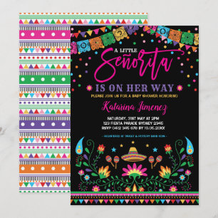 Invitación Senorita Fiesta Baby Shower Floral Mexicana
