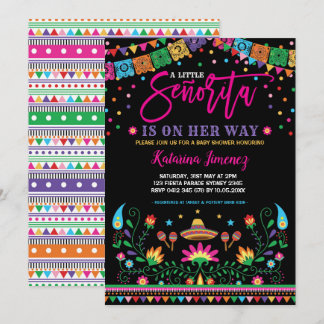 Invitación Senorita Fiesta Baby Shower Floral Mexicana