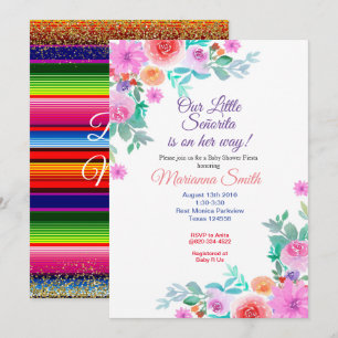 Invitación Señorita Fiesta Floral de Bebe Niña Dorada