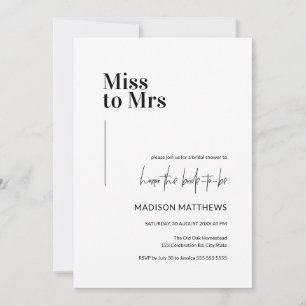 Invitación Señorita Mínima Blanco y Negro para la ducha nupci