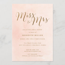 Invitación Señorita Rosa y Oro a la Fiesta Bridal Shower