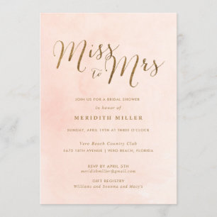 Invitación Señorita Rosa y Oro a la Fiesta Bridal Shower