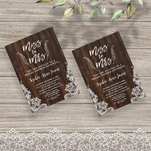 Invitación Señorita Rústica Para La Ducha Bridal De La Sra. W
