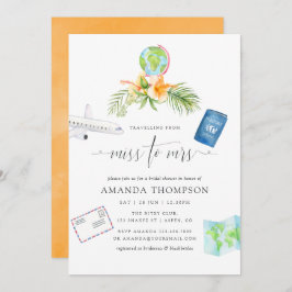 Invitación Señorita Tropical De Acuarela Para La Ducha Bridal