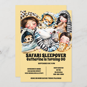 Invitación Sensación temática Safari con niños pijama baboso