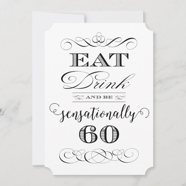 Invitación Sensacionalmente 60 Fiesta de la cena de cumpleaño (Anverso)