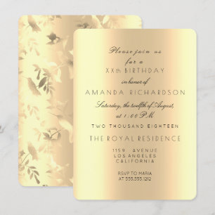 Invitación Sepia Amarilla Oro cumpleaños Humming-bird Floral