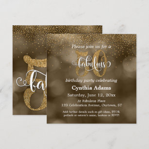 Invitación Sepia Bokeh, Purpurina de oro y guión 50 y fabulos
